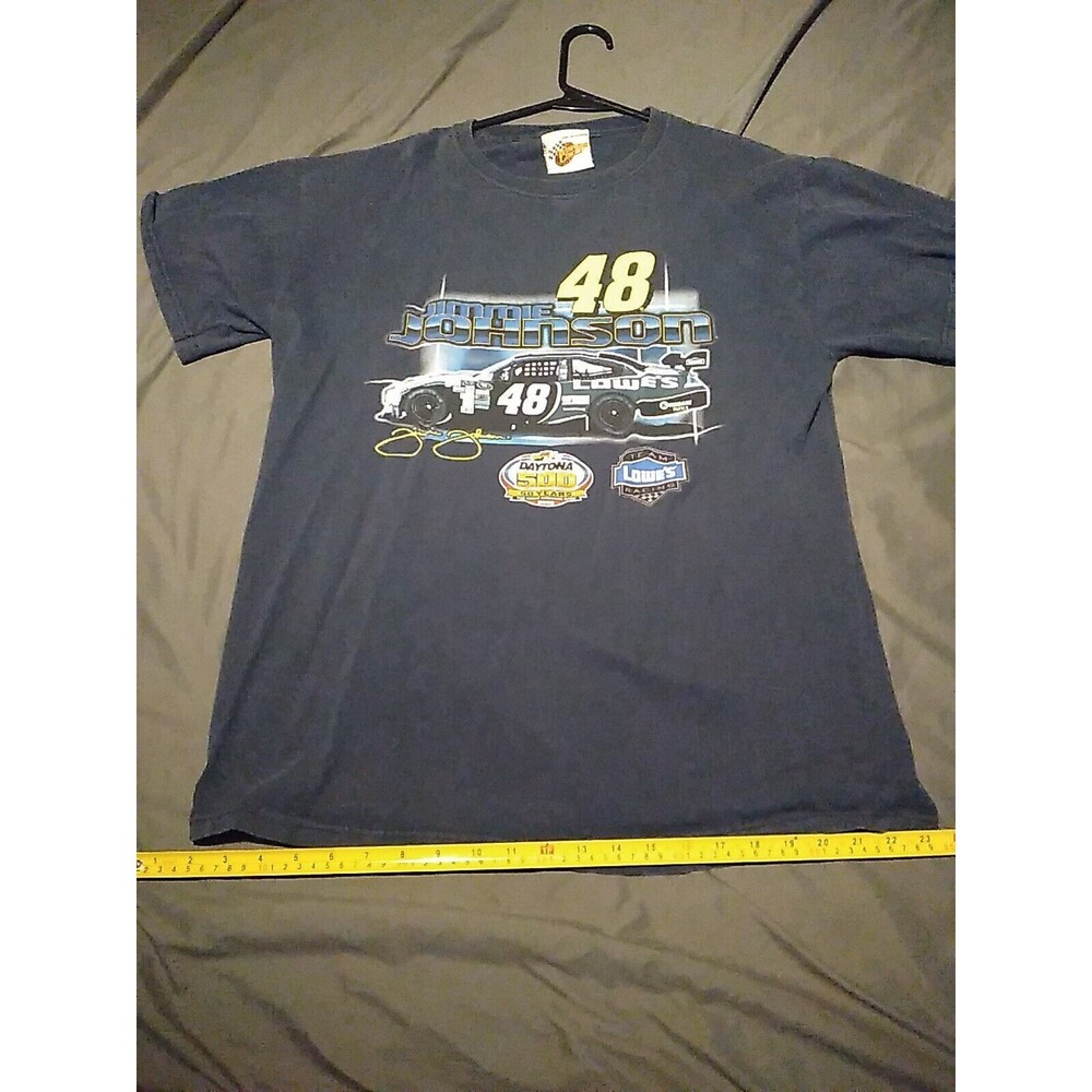 Nascar Jimmie Johnson 48 T-shirt Graphic Mens Size L Blue Winner Circle VTG Y2K